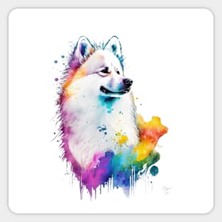 American Eskimo Dog In Watercolor & Pen Sticker